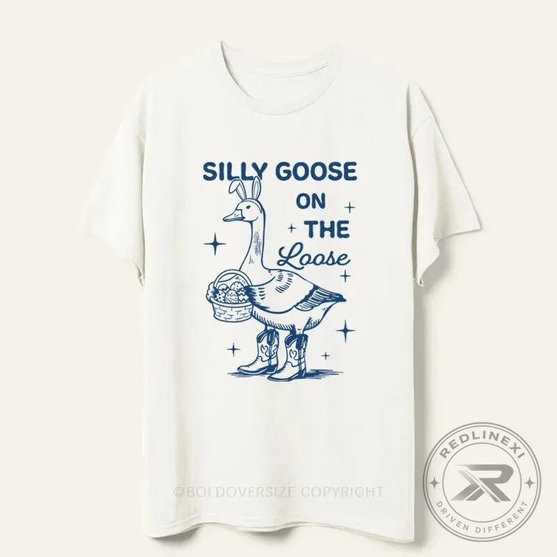 Silly Goose On The Loose Easter Bunny Ears Cowboy Boots T-Shirt